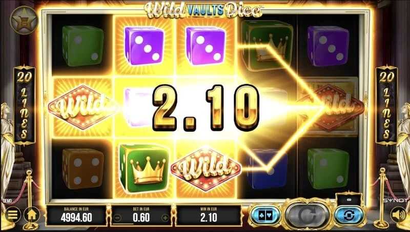 Wild Vaults Dice - ekrani kryesor me rrotulla dhe kasafortë