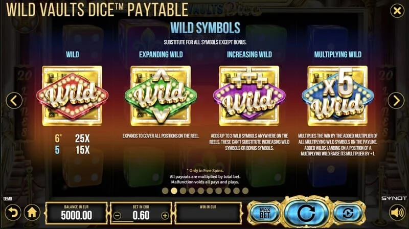 Wild Vaults Dice - fillimi i Free Spins me tre simbole Vault